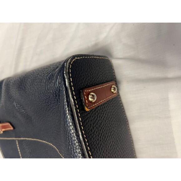 Dooney & Bourke Navy Brown Leather Shoulder Tote Bag GS - Picture 4 of 11